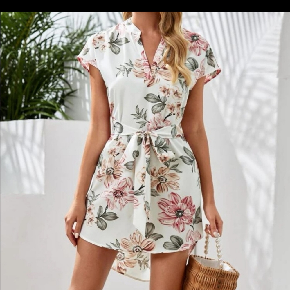 Boho White Floral Dress